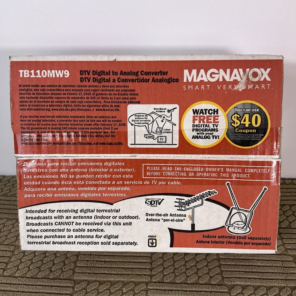 Magnavox DTV Digital To Analog TV Converter TB110MW9 Brand New In Box‎ W/ Remote